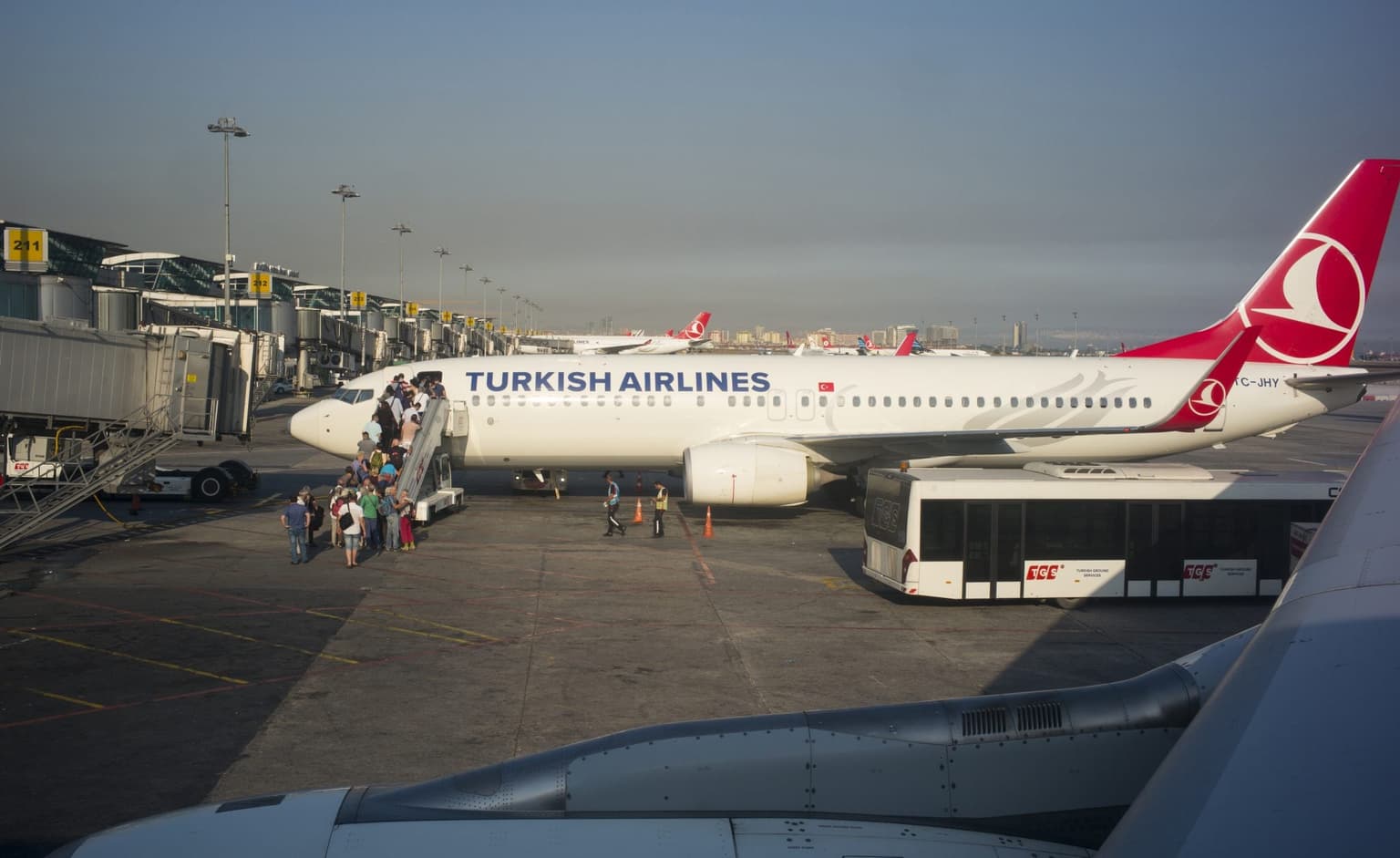 Bizarre scenes as Turkish flight did not take off after passengers received spooky plane crash pics