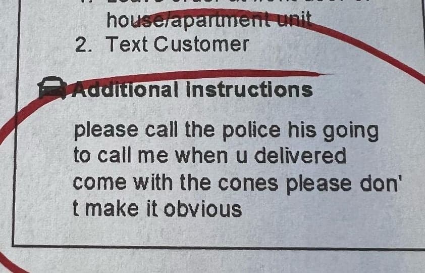 Woman saved from hostage situation after leaving note on food delivery order