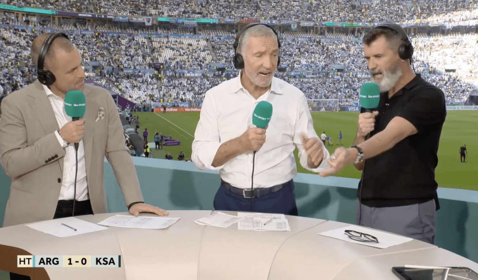 Roy Keane and Graeme Souness involved in heated half time exchange
