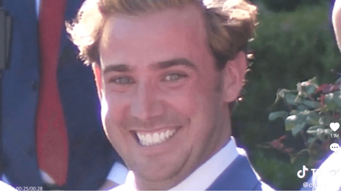 Best man caught out lusting over bridesmaid on hot mic in viral wedding video