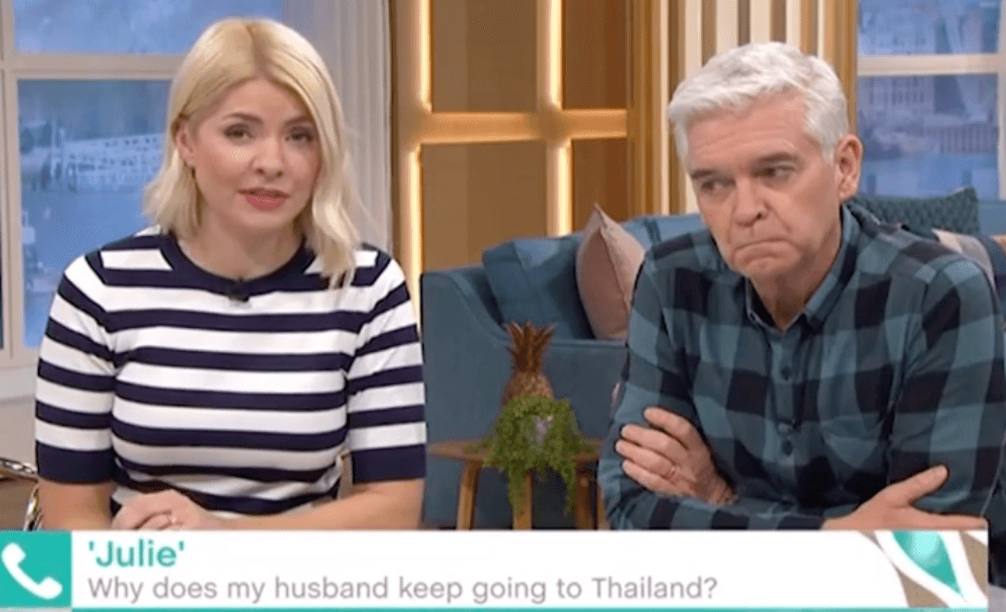 This Morning caller says her husband keeps going on surprise trips to Thailand and sends money there