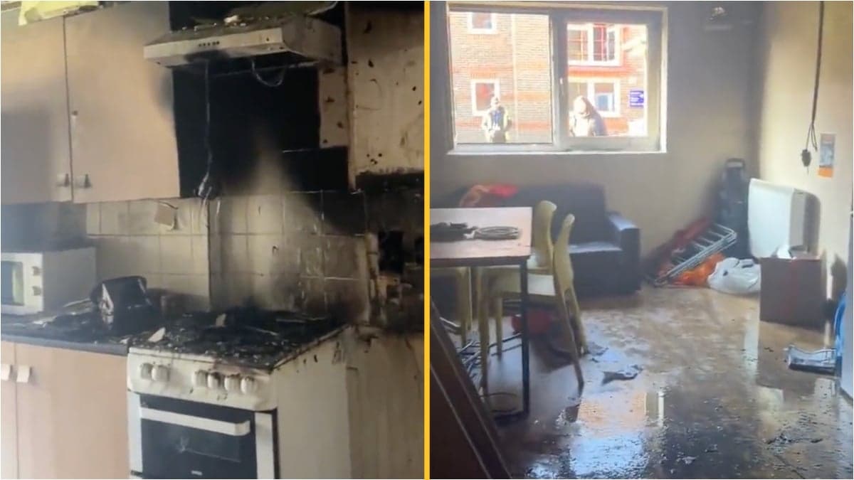 Firefighters share shocking aftermath after students put toaster on its side to make a cheese toastie