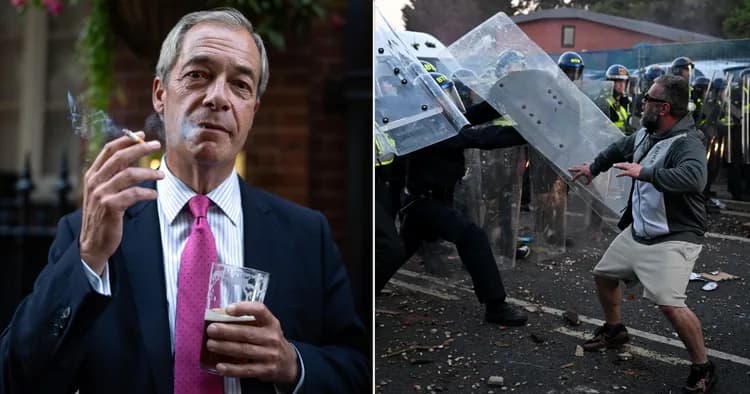Farage had his feet up in ‘swanky private members’ club after Southampton riots