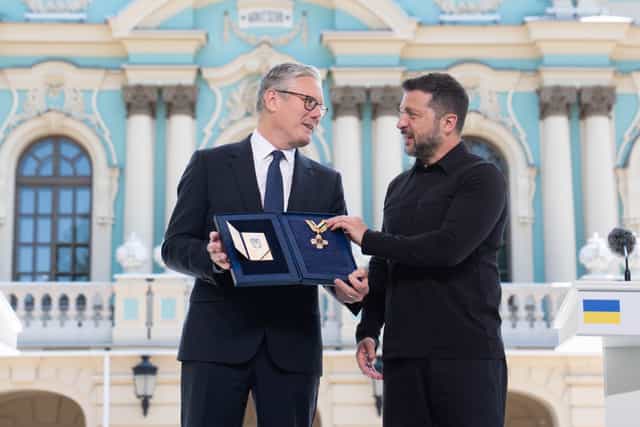 Ukraine President Volodymyr Zelenskyy presents Keir Starmer with Order of Freedom Ukraine President Volodymyr Zelenskyy presents Keir Starmer with Order of Freedom