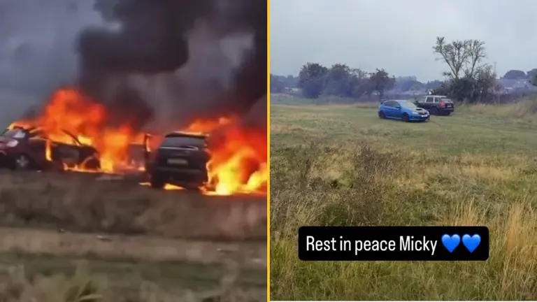 Cars set on fire at vigil for young man killed in A66 crash Cars set on fire at vigil for young man killed in A66 crash