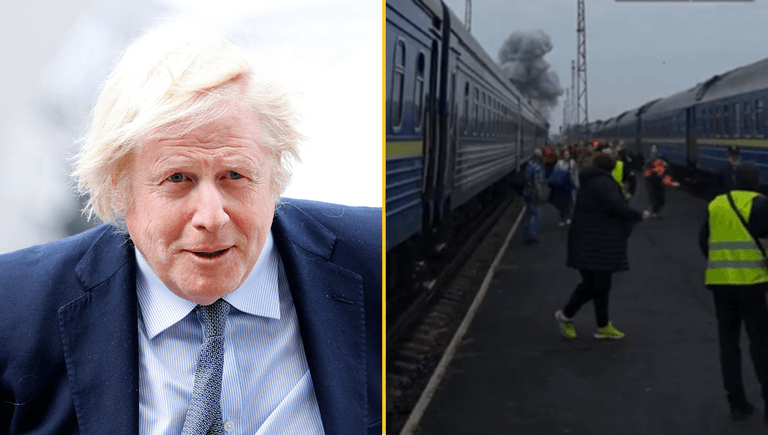WATCH: Moment Russian drone strikes close to Boris Johnson’s train in Ukraine WATCH: Moment Russian drone strikes close to Boris Johnson’s train in Ukraine
