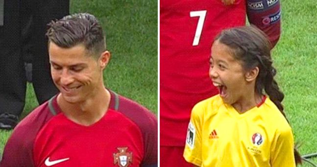 Kids have best reaction to smile from Cristiano Ronaldo before game