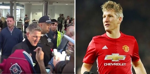 Former Manchester United star Bastian Schweinsteiger throws first