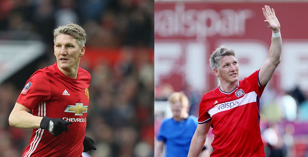 Former Manchester United star Bastian Schweinsteiger throws first