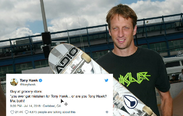 Tony Hawk's Twitter Shows He's Often Unrecognized, Mistaken for Others