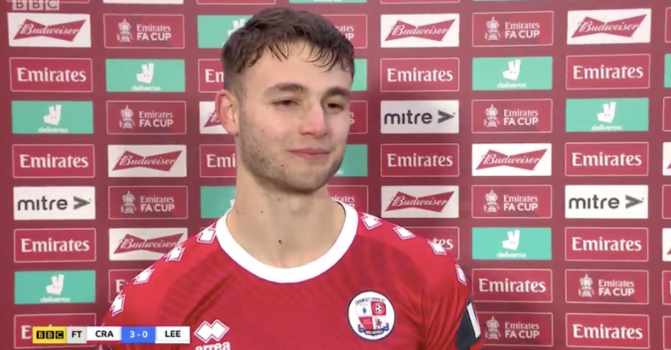 Nick Tsaroulla: Crawley player breaks down in tears after win over Leeds