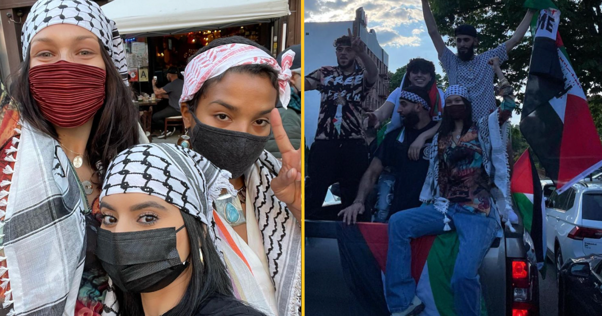 Bella Hadid Shows Her Support For Palestine at the #FreePalestine Protest  in New York City 