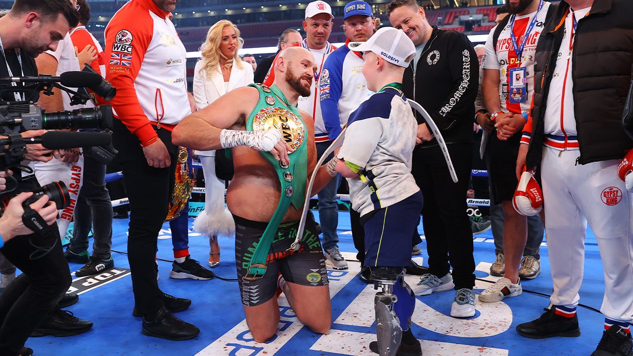 Tyson Fury Invites Young Fan Into Ring After Dillian Whyte Victory