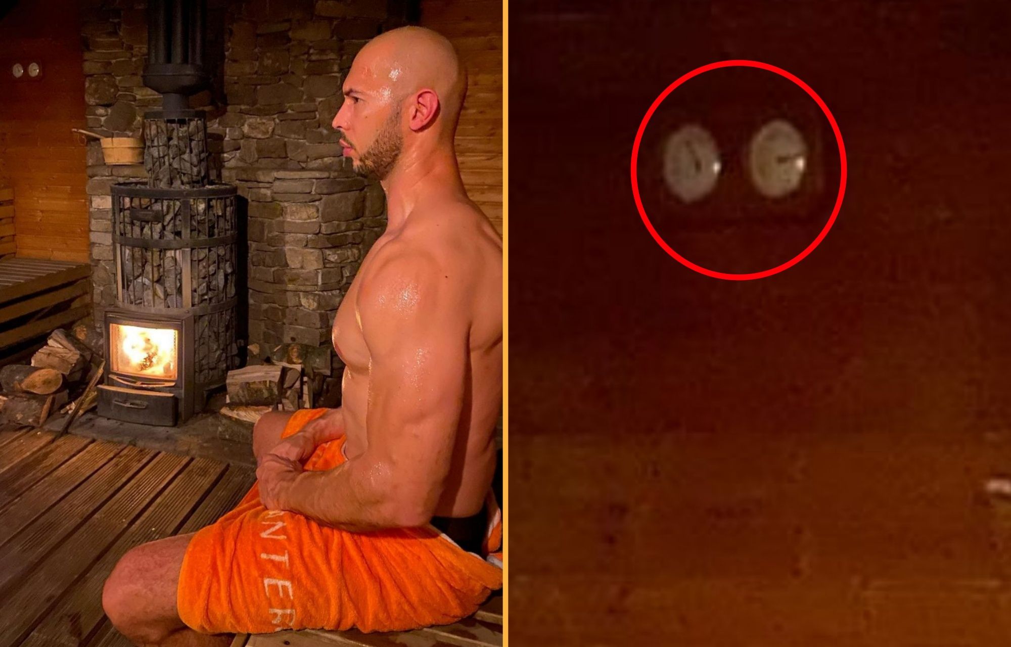 Andrew Tate Outed After Eagle Eyed Finn Spots Important Detail On   Andrew Tate Sauna Pic 