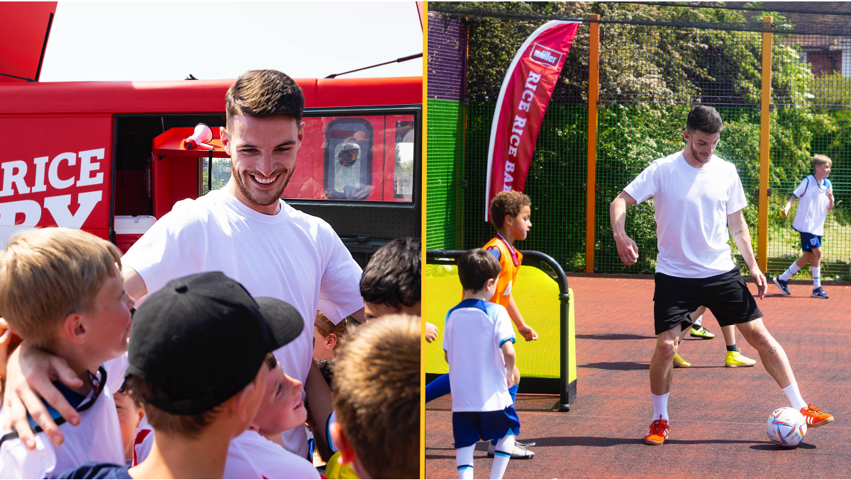 Declan Rice surprises kids from his hometown